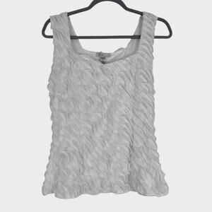 Forever Fashion Vintage White Ruffled Tank Top Blouse